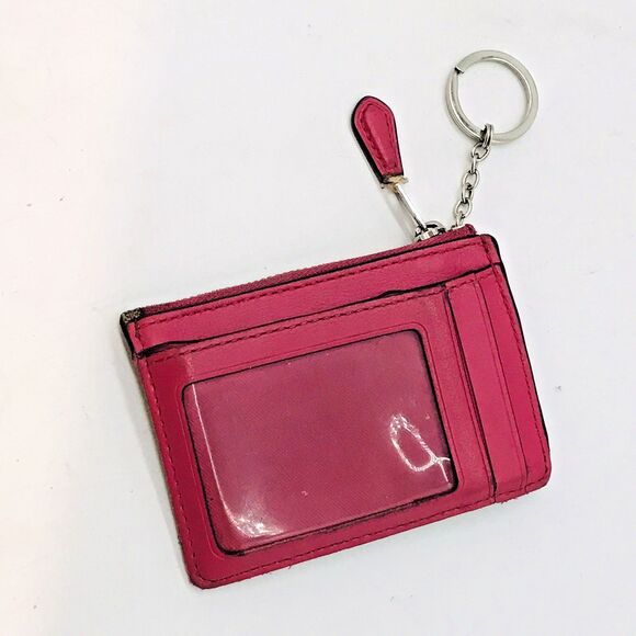 Coach Mini Skinny ID Case in Signature Brown Canvas & Cherry Leather F16107 Keys - Picture 4 of 12